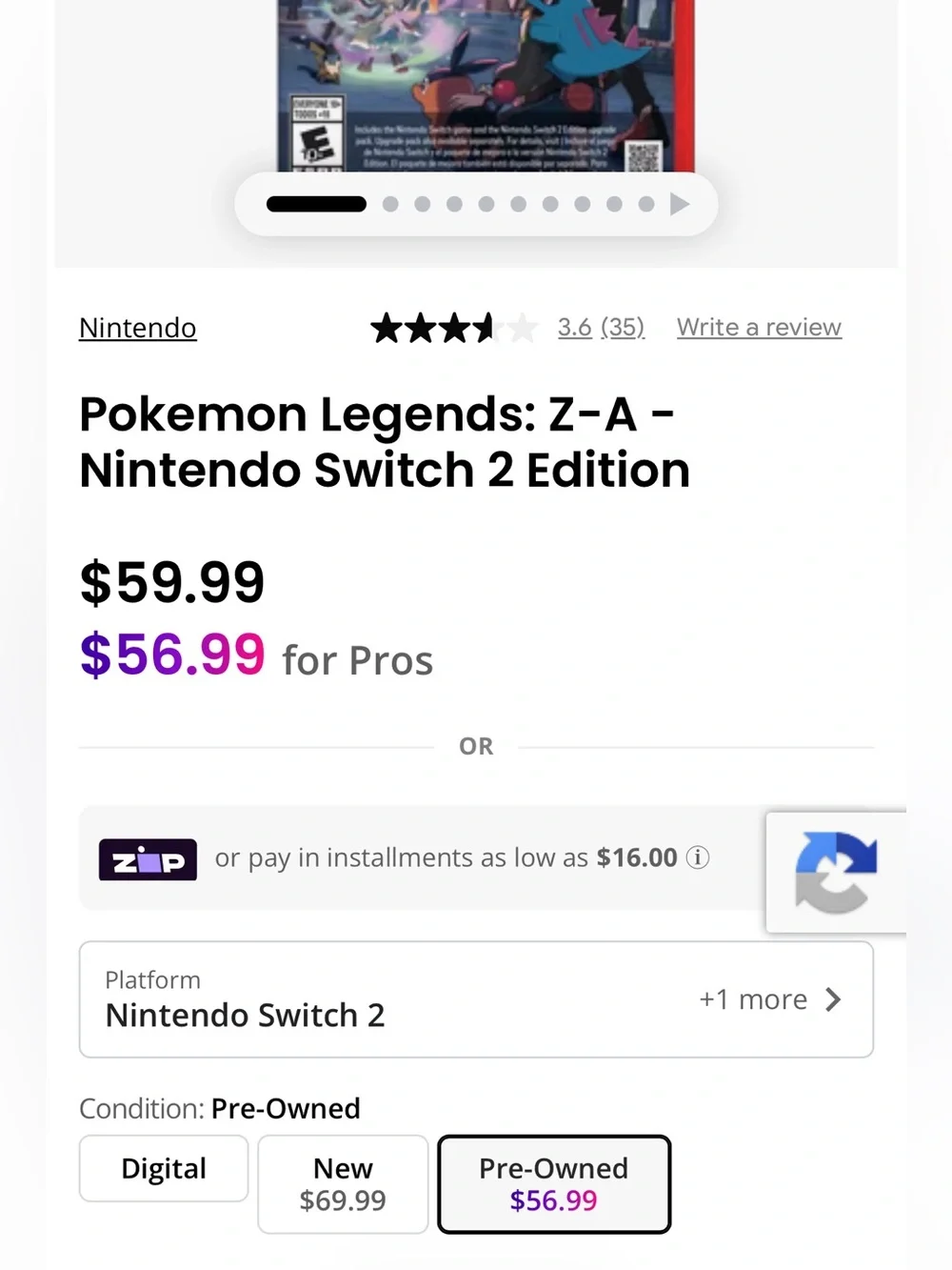 Pokemon Legends ZA Switch 2